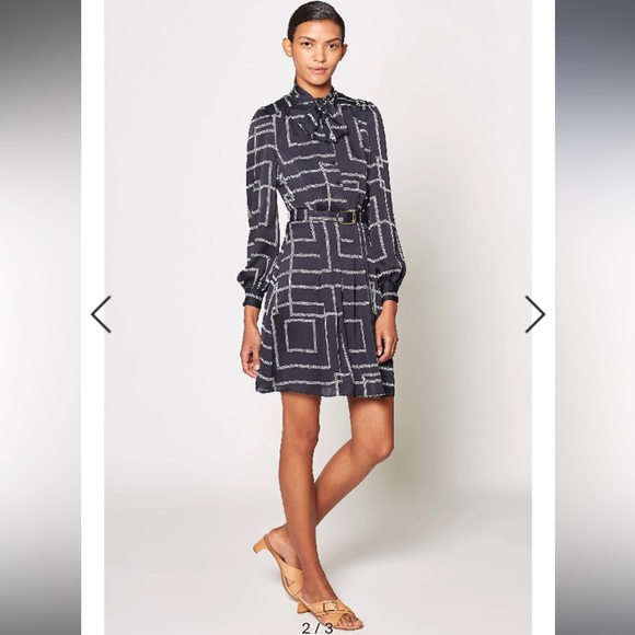 TASMA PRINTED SHIRT DRESS WITH BELT IN MIDNIGHT size 4 - Picture 2 of 4